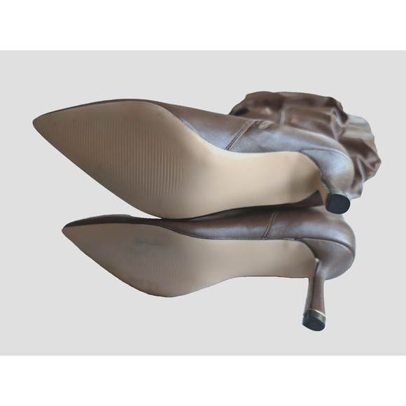 Meya Over the Knee Brown Stiletto Boots Slochy Wide Calf SZ 9.5 - Picture 3 of 8